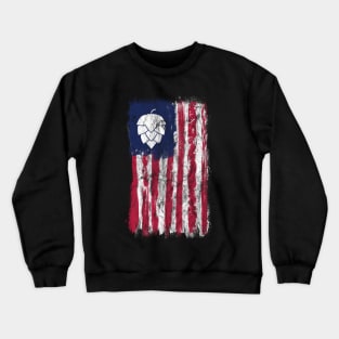 Grunge American Flag With Hops Crewneck Sweatshirt